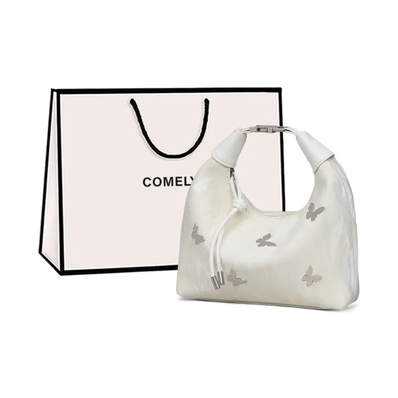 COMELY Synthetic Leather Handheld Shoulder Bag, Crossbody Bag Regular Women's Ecru-0