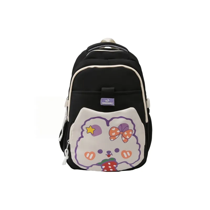 Vack Nylon Backpack Unisex White & Red/White & Green/Black/Purple/Brown-12