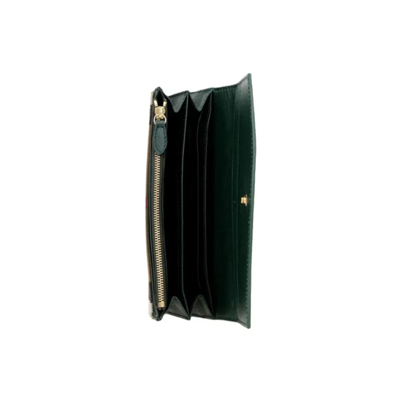 Burberry Canvas With Leather Card Holder Wallet Women's Vintage Green-2