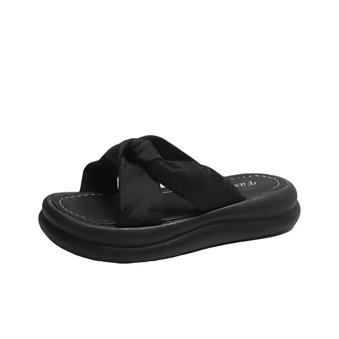 WUJI Rubber Sole Embroidery Slip Resistant Slide Slippers Women's-3