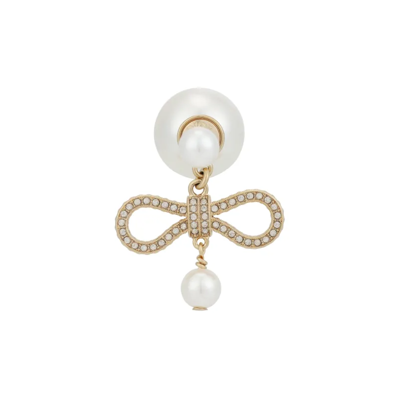 DIOR Faux Crystal Earrings Women's Champagne-1