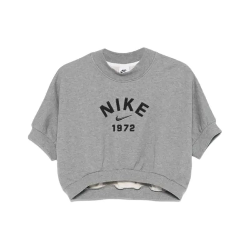 Nike Sportswear Collection Women's Crew Neck Short Sleeve Cropped French Terry Top-0