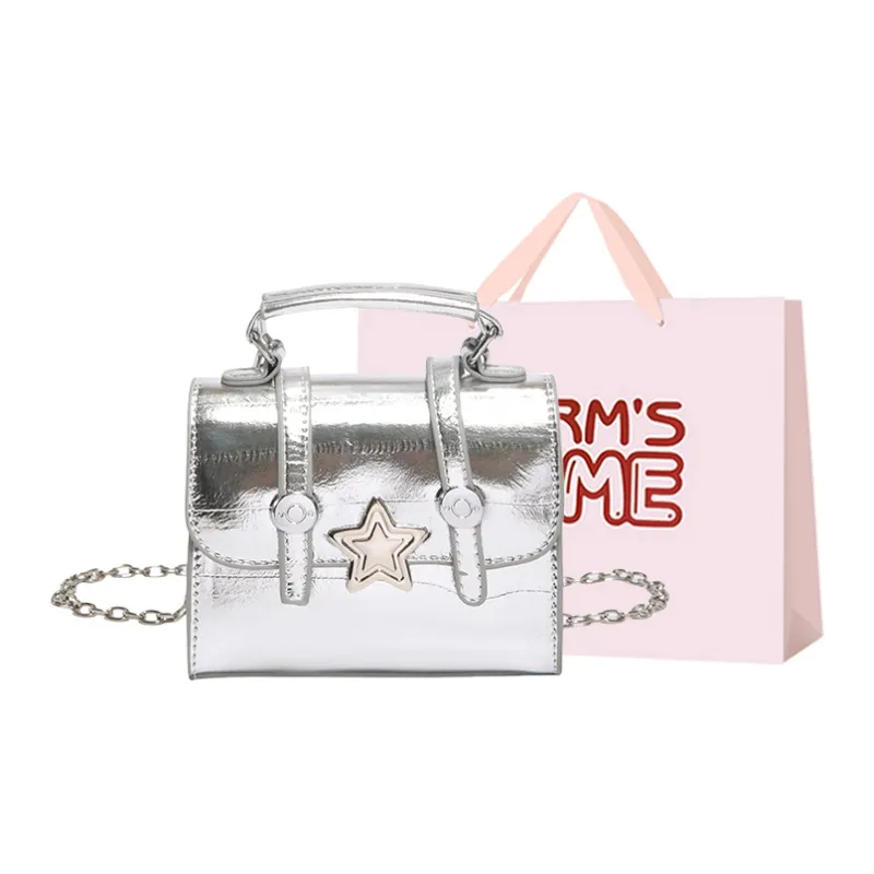 Worm's Home PU Shoulder Bag, Crossbody Bag, Handbag Regular Women's Silver-0