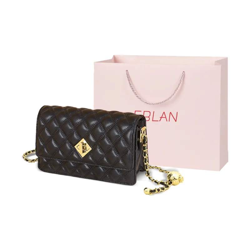 EBLAN Cow Leather Shoulder Bag, Crossbody Bag Regular Women's Ecru/Black-5