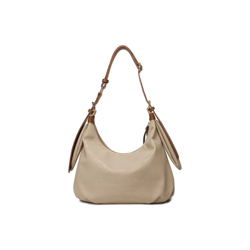 MEXICAN Polyurethane Leather Shoulder Bag, Crossbody Bag Women's Khaki/Light Apricot/Black-3
