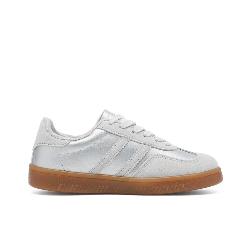 RENBEN Lightweight Anti Slip Low Top Skateboard Shoes Women's Silver-1