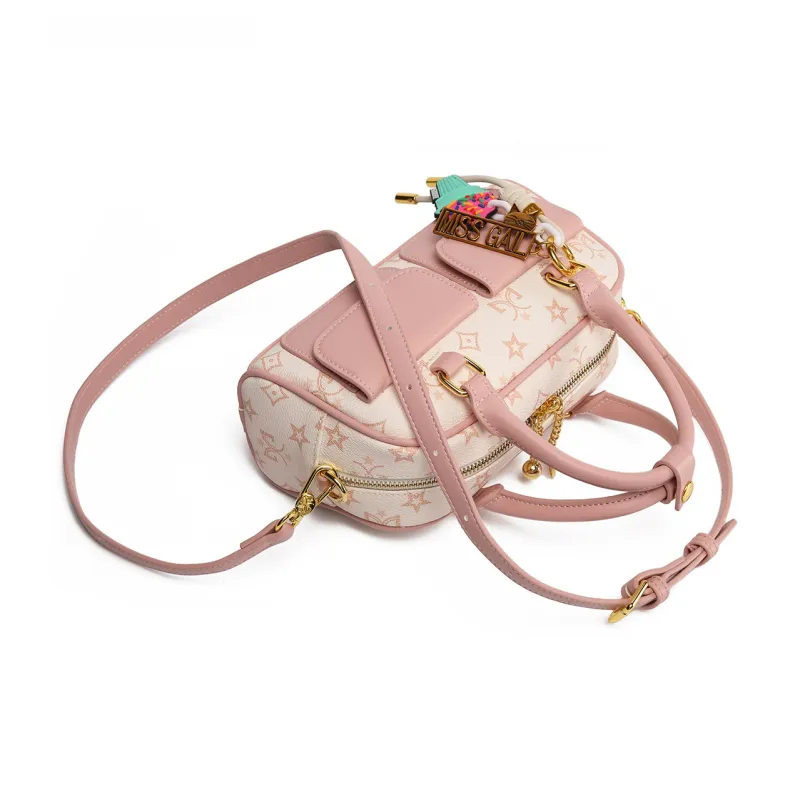 MISS GAIL Synthetic Leather Shoulder Bag, Crossbody Bag, Handbag Women's Monogram Blossom Pink-4