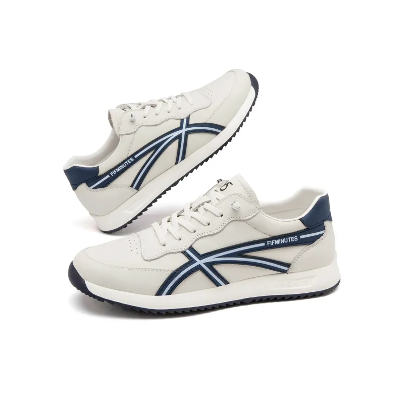 15 MINS Breathable Low Top Casual Shoes Men's White Blue-4