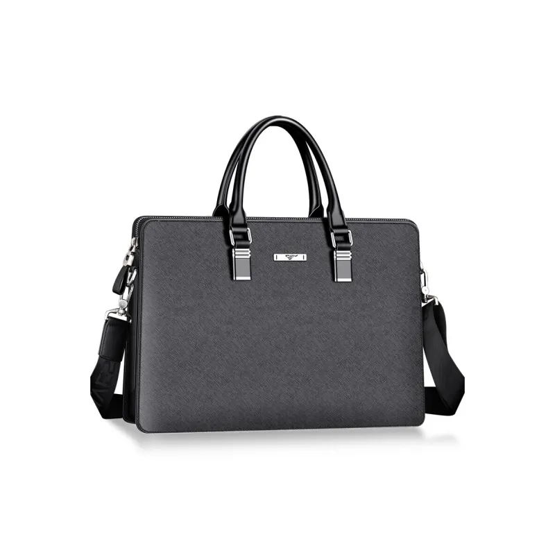 SEPTWOLVES Cow Leather Briefcase Men's Gray-1