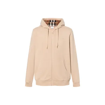 Burberry Hove Check Embroidery Logo Zip Hoodie