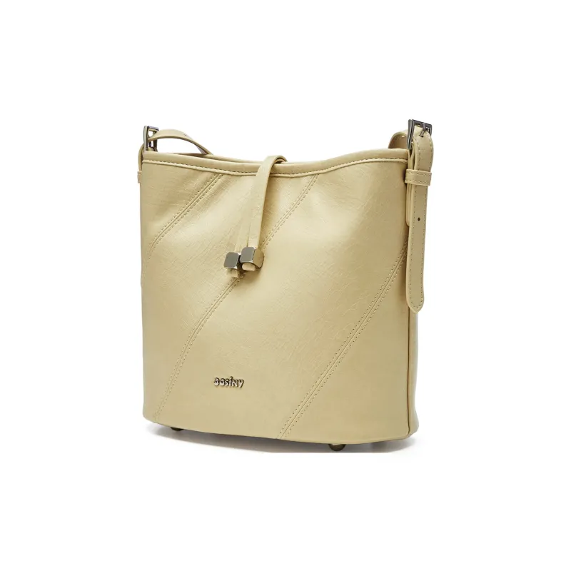 JOSINY Synthetic Leather Bucket Bag, Shoulder Bag Women's Light Green/Light Yellow-5