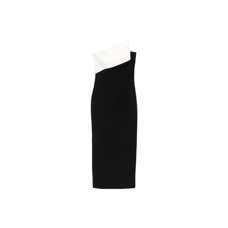 ROLAND MOURET Contrast panel Midi Dress-0