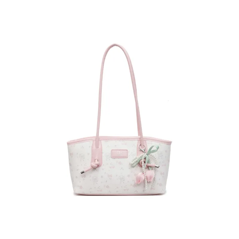 RIVMIND PU Tote Bag, Shopping Bag, Shoulder Bag Women's Pink/Yellow-0