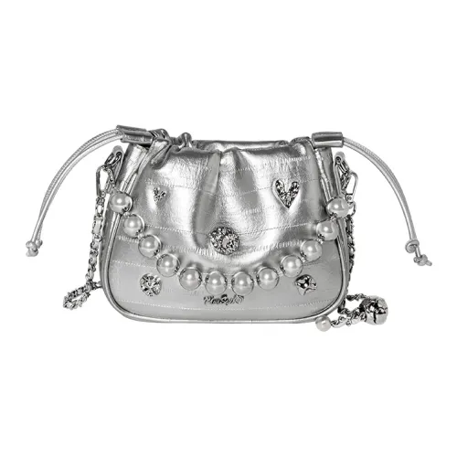 Narandu Synthetic Leather Underarm Shoulder Bag, Crossbody Bag Trumpets Women's Space Silver/Midnight Black