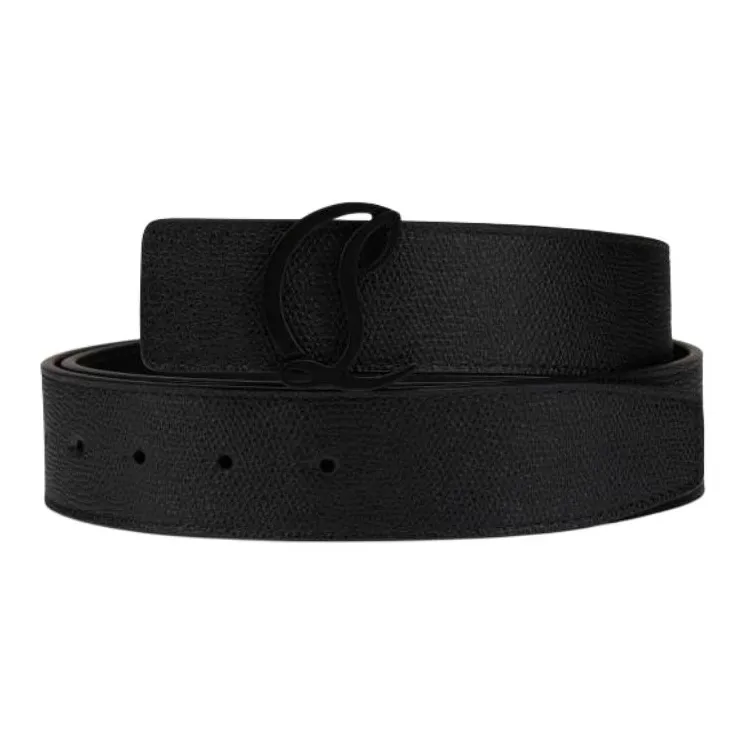CL Leather, Calfskin Leather Belts Unisex Black 3.5CM-1