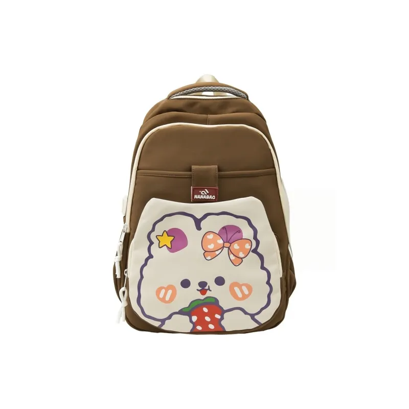 Vack Nylon Backpack Unisex White & Red/White & Green/Black/Purple/Brown-24