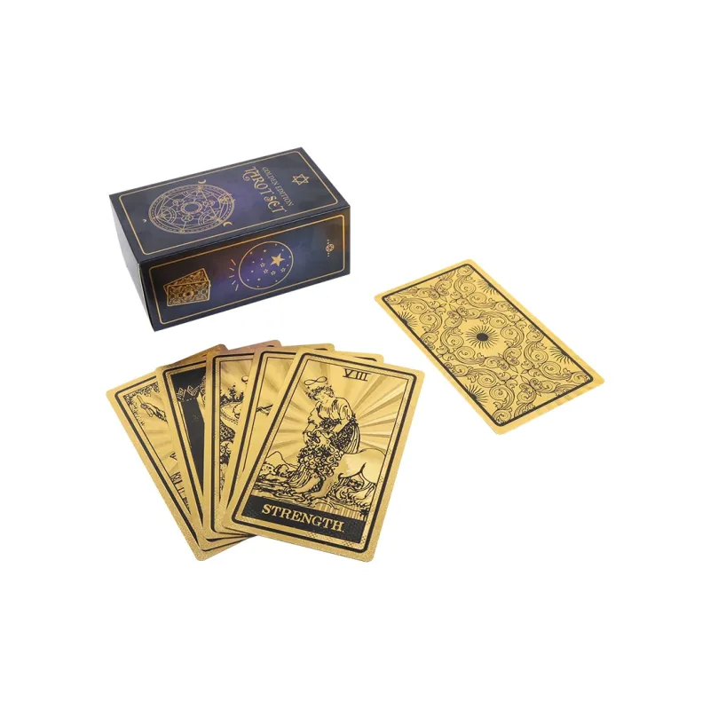 JINBANG Wite Tarot Collection, Gold Foil PVC Waterproof, Tarot Board Games-45