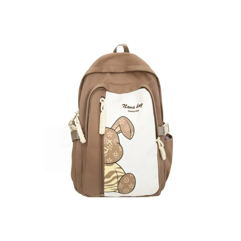 Vack Nylon Backpack Unisex White/Black/Orange Red/Yellow/Green/Brown-19
