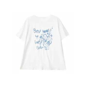GOSO T Shirts Women's White Kitten