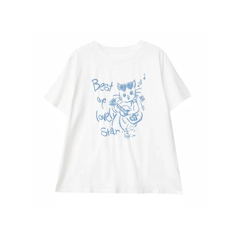GOSO T Shirts Women's White Kitten-0
