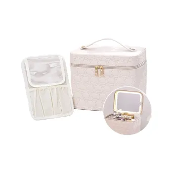 MUYAXUAN Portable Cosmetics Double Layer Storage Bag Box