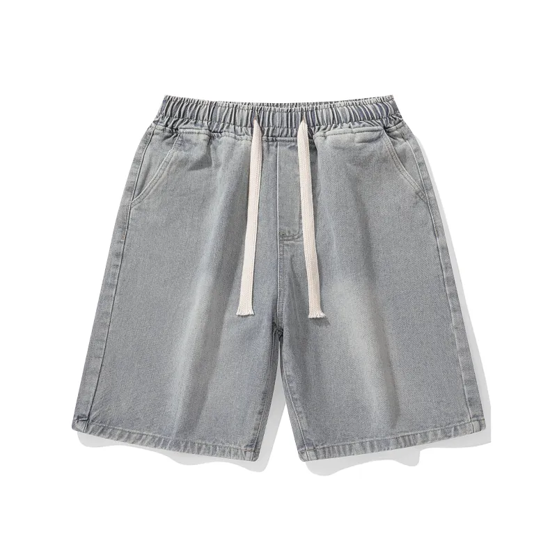 Small Columns Under The Sea Denim Shorts Unisex-6