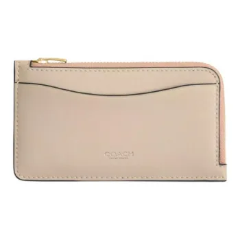 COACH Leather Card Holder Mini Women's Cream