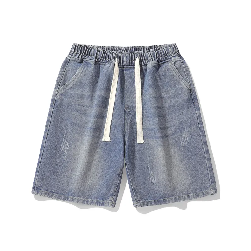 Small Columns Under The Sea Denim Shorts Unisex-0