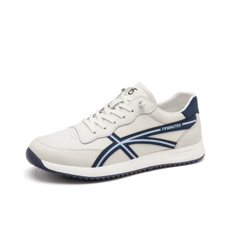 15 MINS Breathable Low Top Casual Shoes Men's White Blue-1