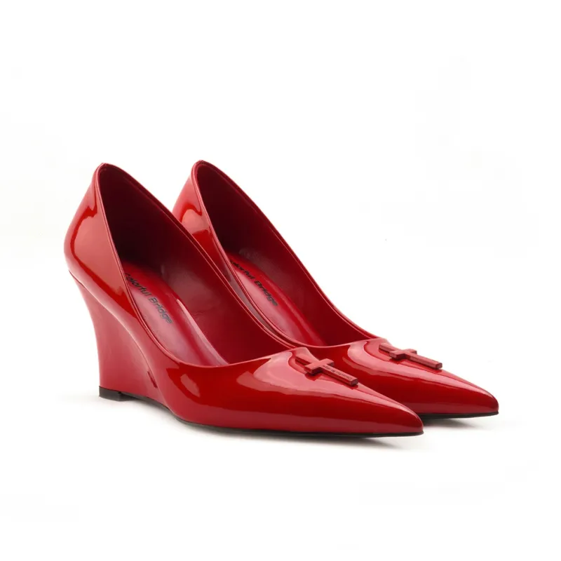 Colorful Bridge Crucifix Cross Wedge Heel High Heels Women's-1