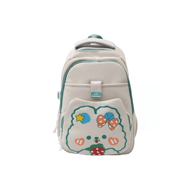 Vack Nylon Backpack Unisex White & Red/White & Green/Black/Purple/Brown-6