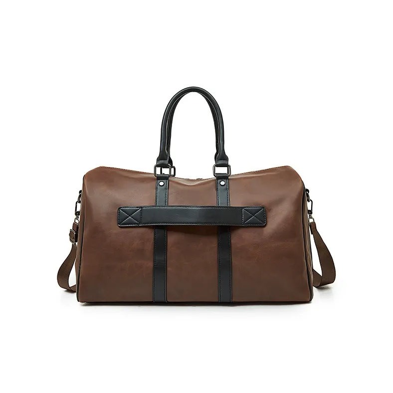 Old Man's Head Synthetic Leather Travel Bag Men's Coffee-2