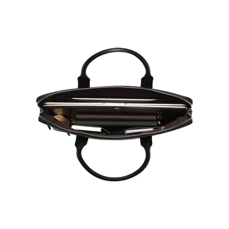 SEPTWOLVES Top Grain Cow Leather Briefcase Tubas Men's Black-4
