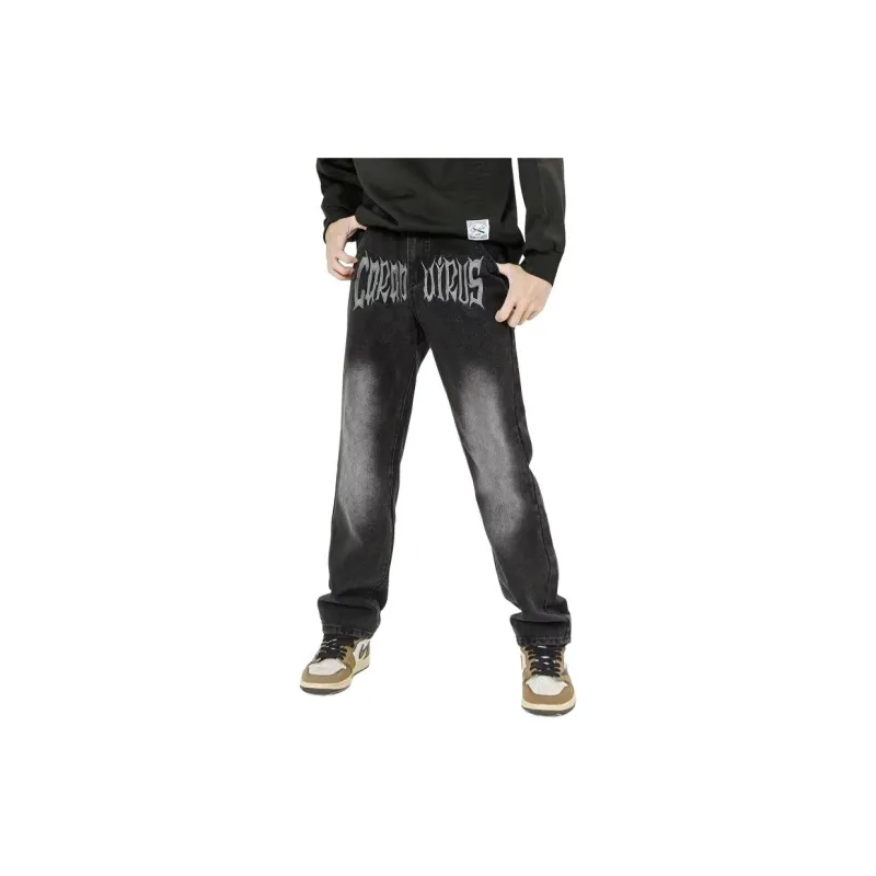 OG96 LAB Jeans Unisex Embroidery Black Gray 💞-1