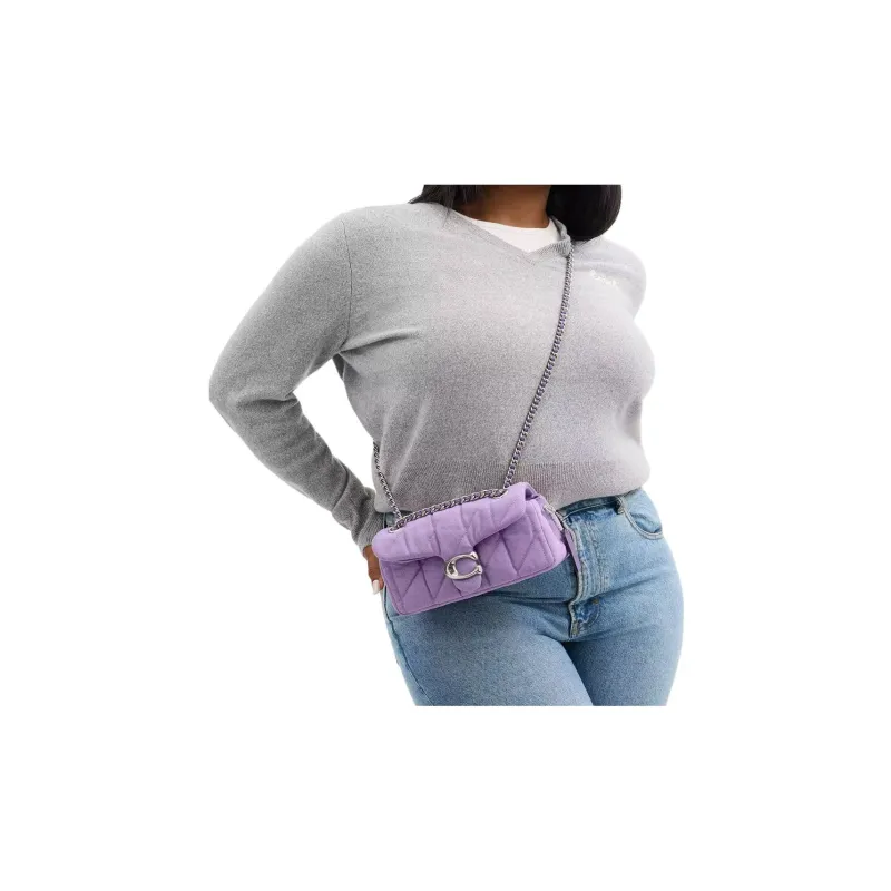 COACH Tabby Quilting Denim Shoulder Bag, Crossbody Bag Trumpets Women's Purple-4