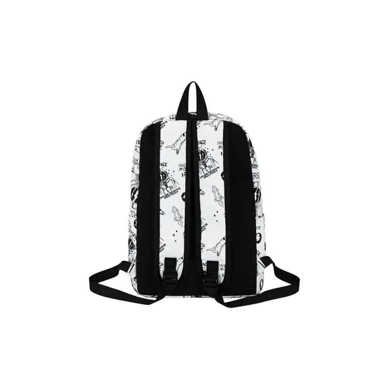 Meow In The Grass Nylon Backpack Unisex White/Black-2