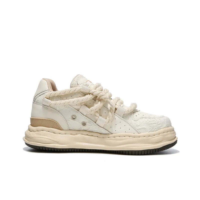 DVO Anti Slip Wear Resistant Low Top Stylish Skateboarding Shoes Unisex Beige-8