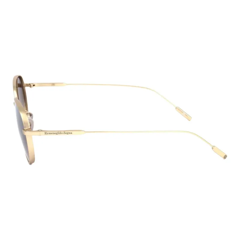 Zegna Metal Round Sunglasses Men's Gold-1