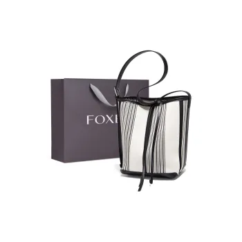 FOXER Fabric, Synthetic Leather Shoulder Bag Women's Black & White