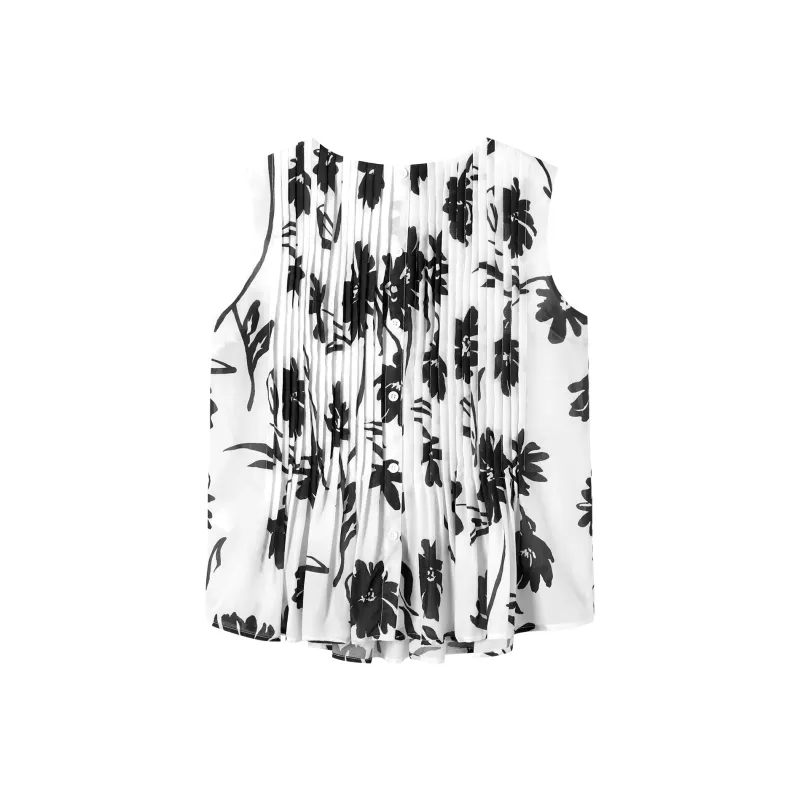 DIALOGUE Shirts Women's White Base With Silhouette Floral-1