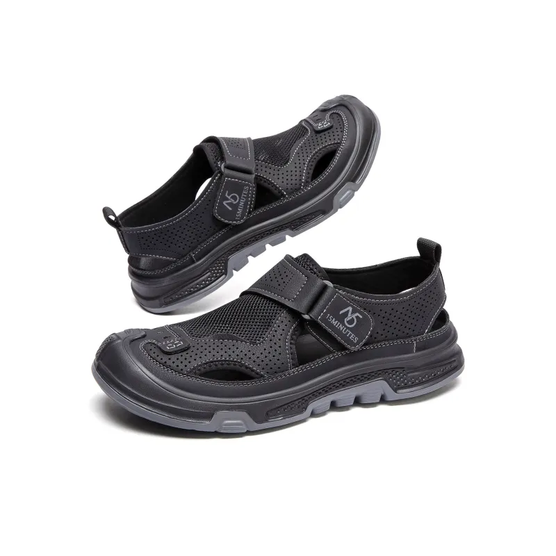 15 MINS Breathable And Slip Resistant River Trekking Shoes Men's Black-5