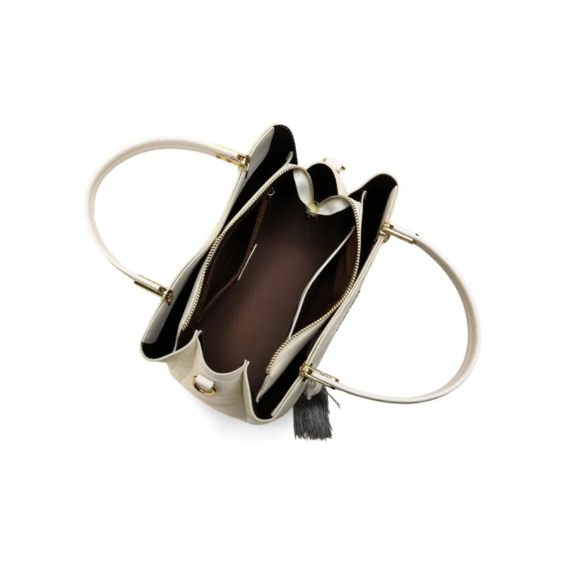 COMELY Synthetic Leather Shoulder Bag, Crossbody Bag, Handbag Women's Ecru-4