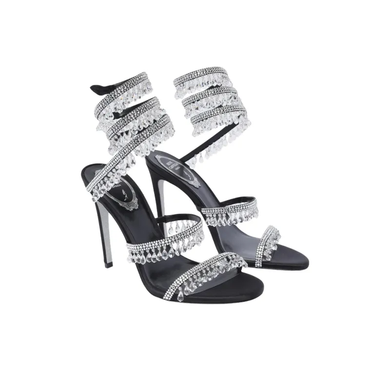 RENE CAOVILLA Chandelier One Strap Sandals 10.5cm Women's Black-2
