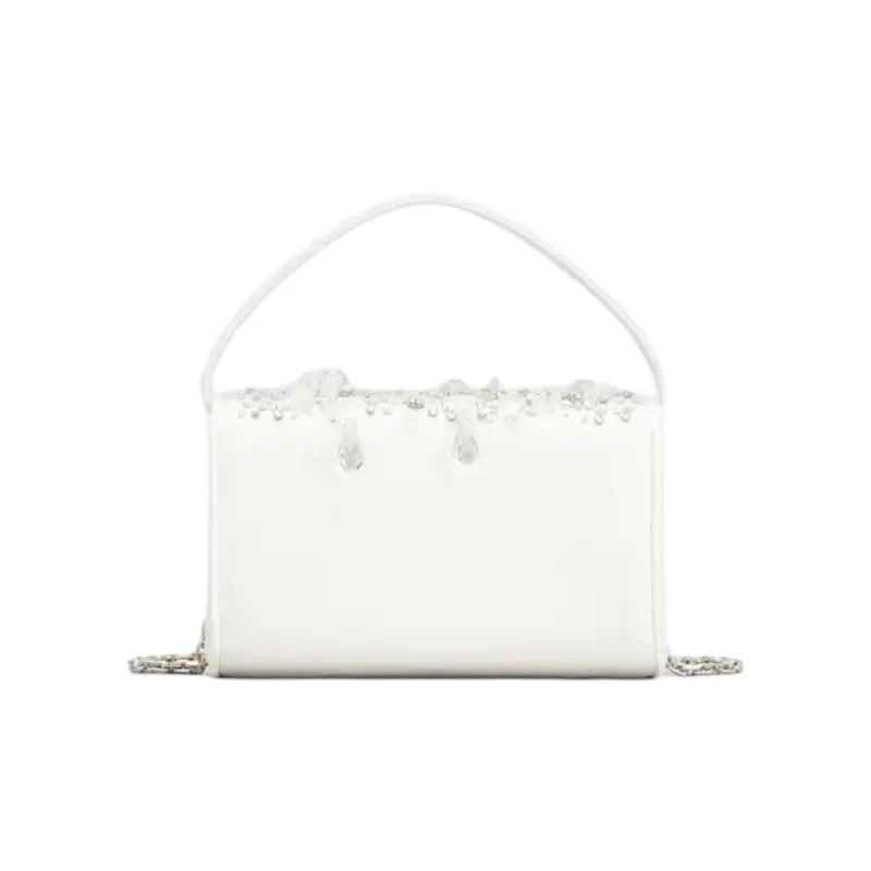 Roger Vivier Silk Satin One Shoulder Handbag Mini Women's White-3