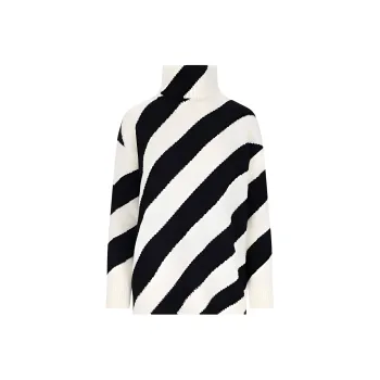 Valentino High Neck Striped Knitted Jumper