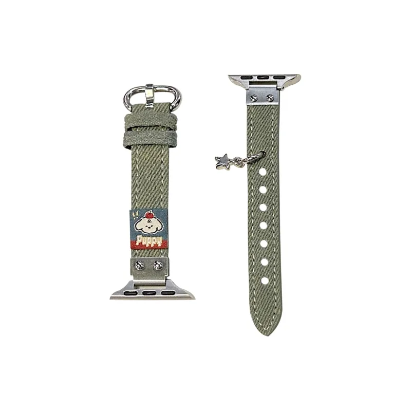 CHUANGYIDA Apple Compatibility Watch Band 130 180mm Denim Material-3