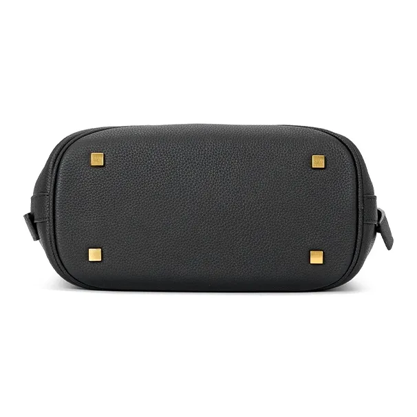 ROBERTA DI CAMERINO Top Grain Cow Leather Crossbody Bucket Shoulder Bag Women's Classic Black/Elephant Gray-4