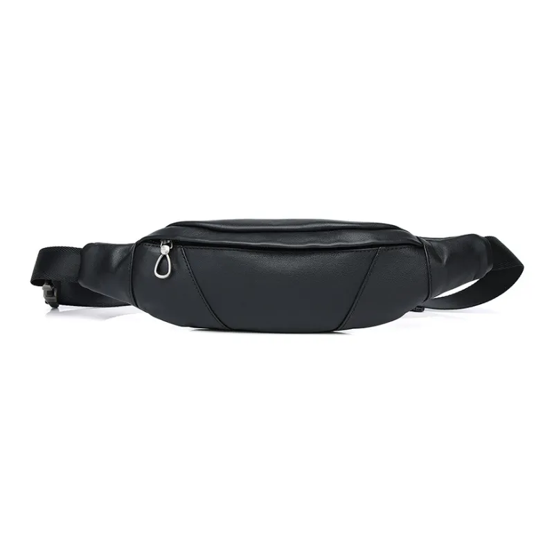 VANDEE Cow Leather Crossbody Bag Sling Bag Men's Black-0