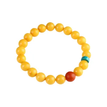 Ou Said Jewelry Wealth Flower Oil Yellow Beeswax Amber Fine Jade Bracelet For Collectors Birthday Gift Set Unisex