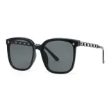 Black Gunmetal Frame with Black Gray Lens UV400[Eyeglass Case Three-Piece Set]